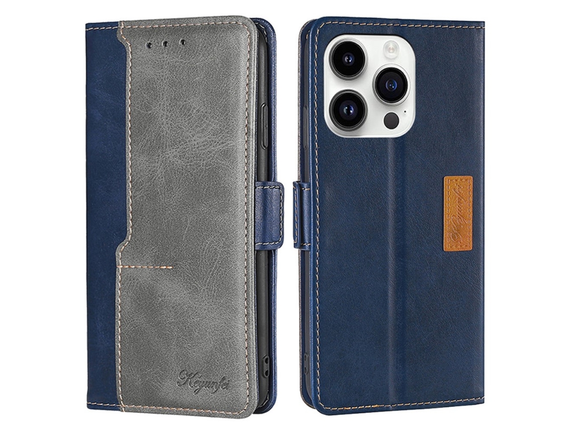 Capa Cinza Para Iphone 15 Pro Max Pele Sintética Magnética Cinzento