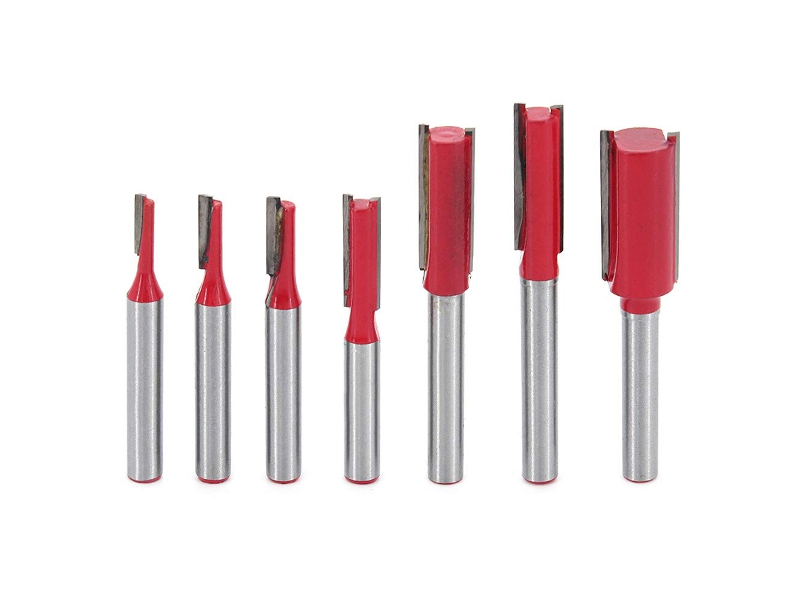 Conjunto de 7 Fresas Retas LYYTUNG para Tupia, Haste 6mm, para Acabamento Nivelado