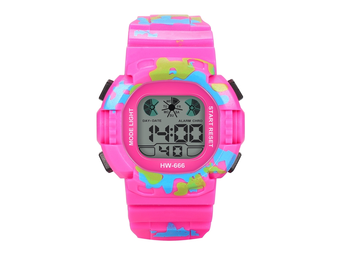 Reloj Eletrônico Infantil De Moda Con Correa De Pvc Simple Digital Niño Niña Rosa