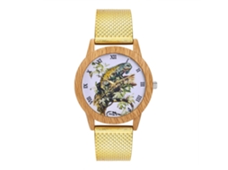 Reloj De Cuarzo Con Correa De Silicona Unisex Moda Pulsera Redondo Dial Oro