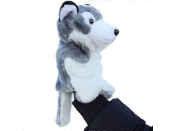 2026 marionete de Mão Infantil Lobo Cinza 25cm Pelúcia Luxuosa Brinquedo Teatro Brincadeira de Papel Presente Infantil