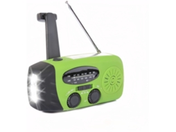 Rádio de Manivela de Células Solares, Lanterna e Bateria Externa de 2000mah para Emergências Sos, Verde AQUAFORGE
