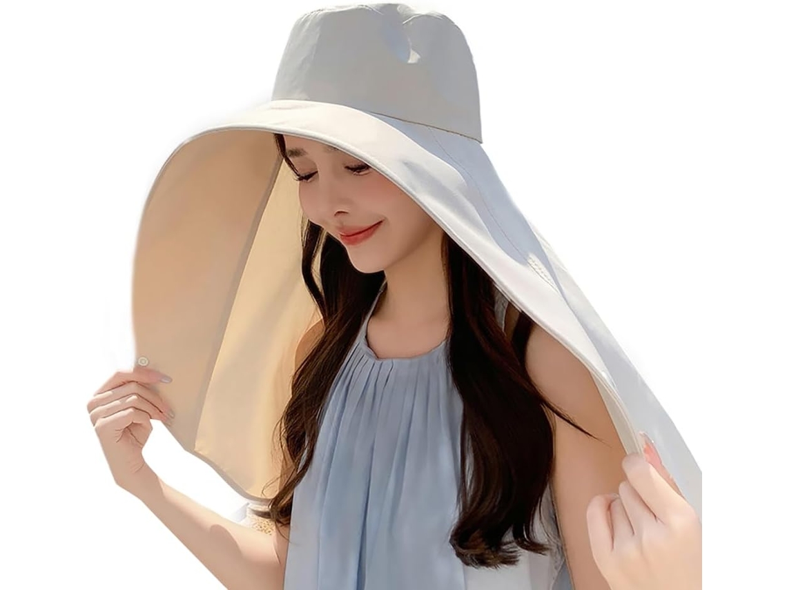 Chapéu Adulto Para Atividades Ao Ar Livre, Com Abertura Para Rabo De Cavalo, Proteção Para O Pescoço E Ombros