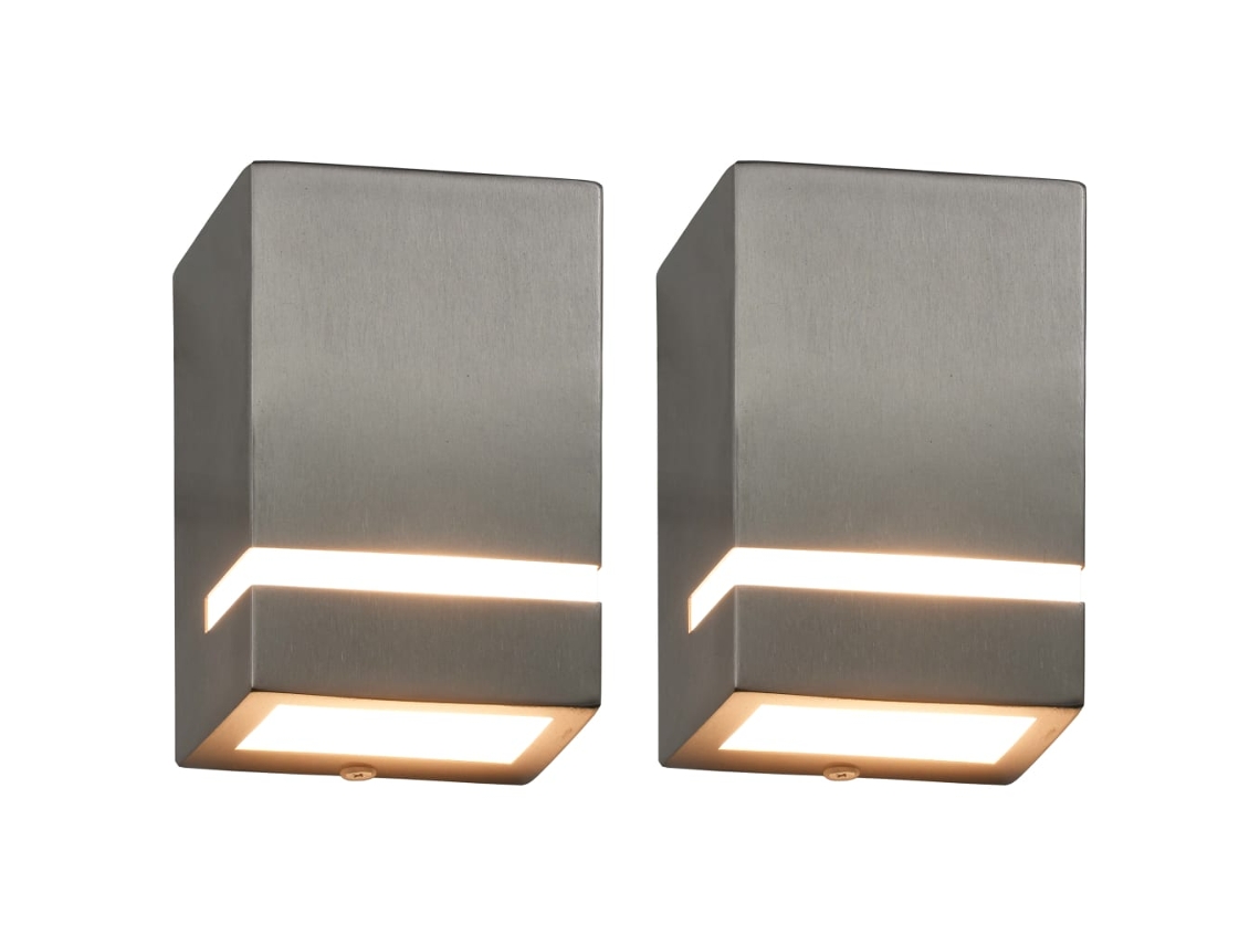 Vidaxl Candeeiros De Parede Exterior 2 Pcs 35 W Retangular Prateado