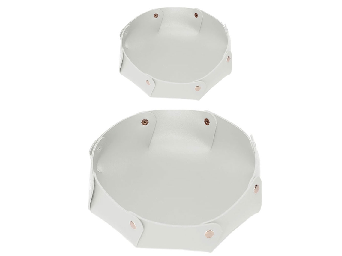 Organizador Bandeja Circular Entrada Minimalista RNEMITERY Pele Branco (27x27x4cm)