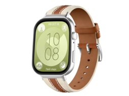 Bracelete para Huawei Watch Fit 4 / Fit 4 Pro / Fit 3 Couro Genuíno com Estilo Sela e Blocos de Cores Marrom XIAOMOYU