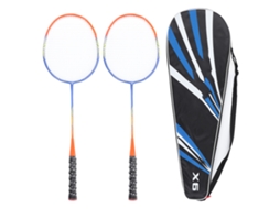 Pacote com 2 raquetes de badminton de ferroliga Slowmoose, uma peça, com cabo antiderrapante, laranja, para iniciantes e profissionais