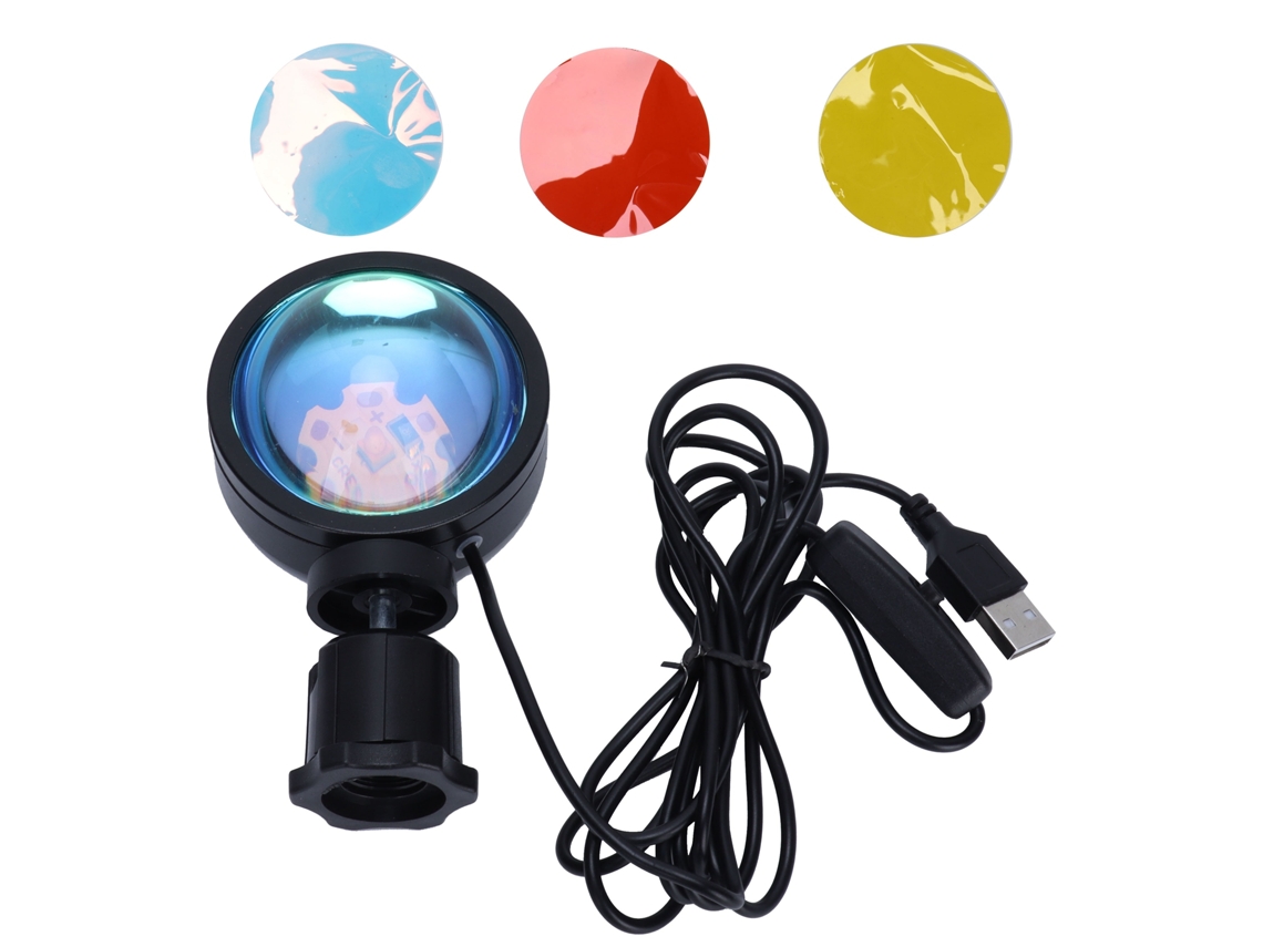 Lâmpada Projetora de Por do Sol Led 4 em 1, Rotação 180°, Luz Ambiente, Decoração de Quarto