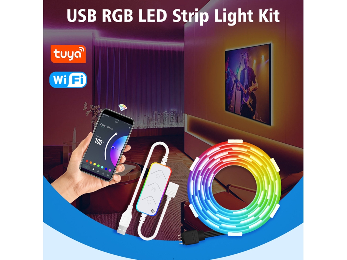 Fita de Luz Rgb Usb 5v Controle Wi fi | S/MARCA