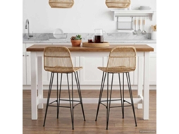 Vidaxl Banco De Bar 2 Pcs Natural 44 X 55 X 109 Cm Rattan E Aço