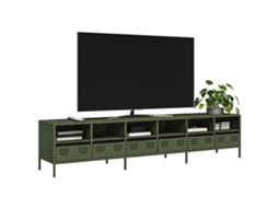 Móvel De Tv 202x39x43,5 Cm Aço Laminado A Frio Verde-azeitona Dkd Home Decor