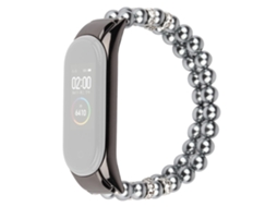 Bracelete de Metal Pérolas de Linhas Duplas para Xiaomi Mi Band 3/4 Preto