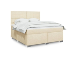 Vidaxl Cama Com Molas/colchão 180x200 Cm Tecido Cor Creme