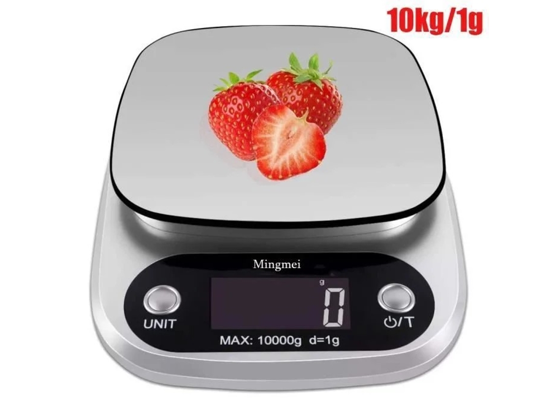 Balança Digital De Cozinha 1g-10kg Display Lcd Alta Precisão Em Aço Inoxidável Com Bateria Incluída