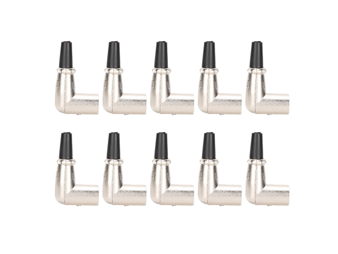 Aetheria conector Xlr Macho de 3 Pinos em Ângulo Metalico Estável para Cabo de Microfone Diy 10pcs