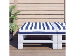 Vidaxl Almofadão Para Sofá De Paletes 70x70x12 Cm Tecido Azul/branco