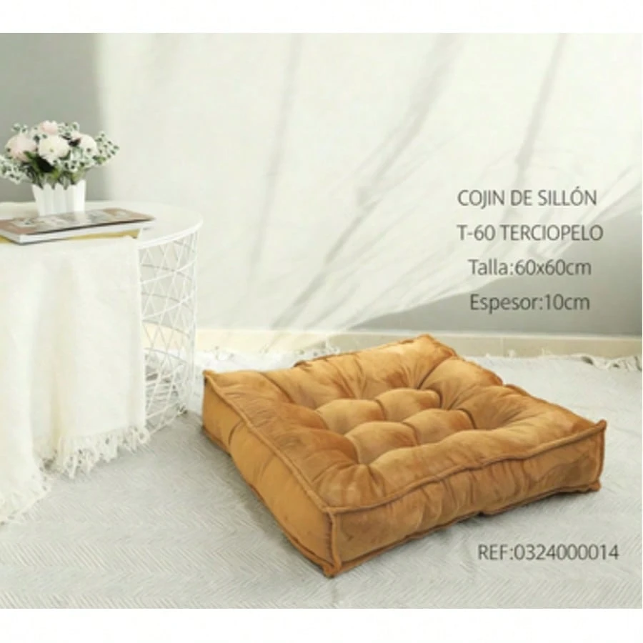 Almofada Tatame Espessa Veludo 60x60x10 Cm para Leitura Relaxamento Interior