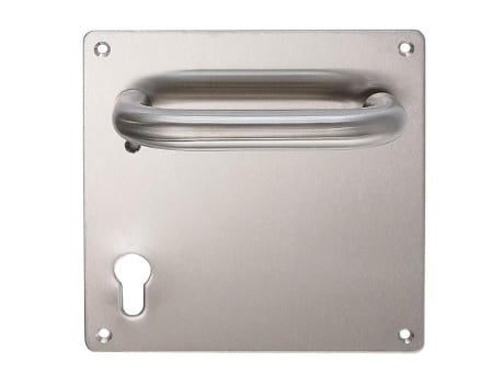 Manilla placa inox-art hades 170x170 c/b forma u. con bocallave pera a 85mm.-