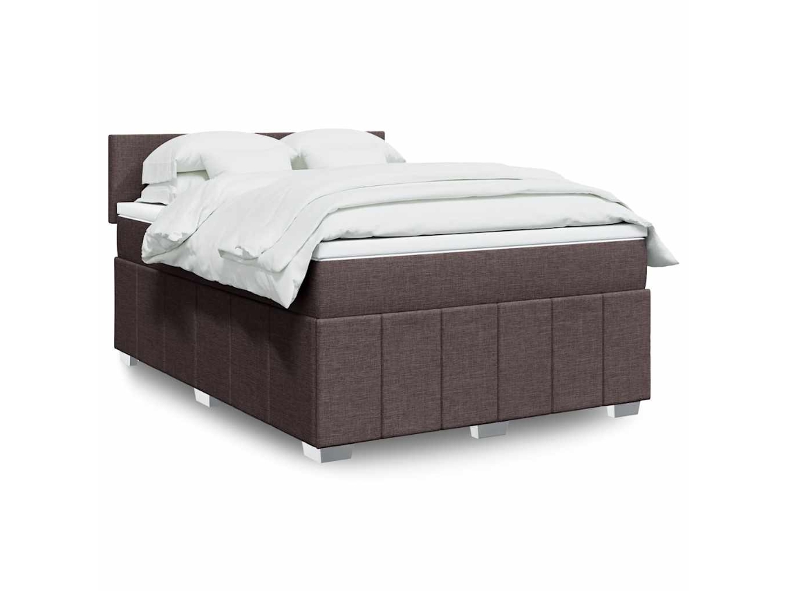 Vidaxl Cama Com Molas/colchão 140x190 Cm Tecido Castanho-escuro