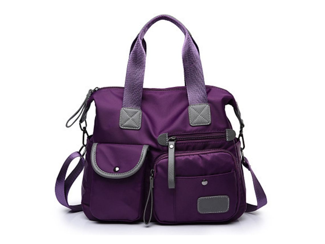 Mala de Viagem Duffel Grande Capacidade Impermeável Nylon com Alça de Ombro e Mão Roxa