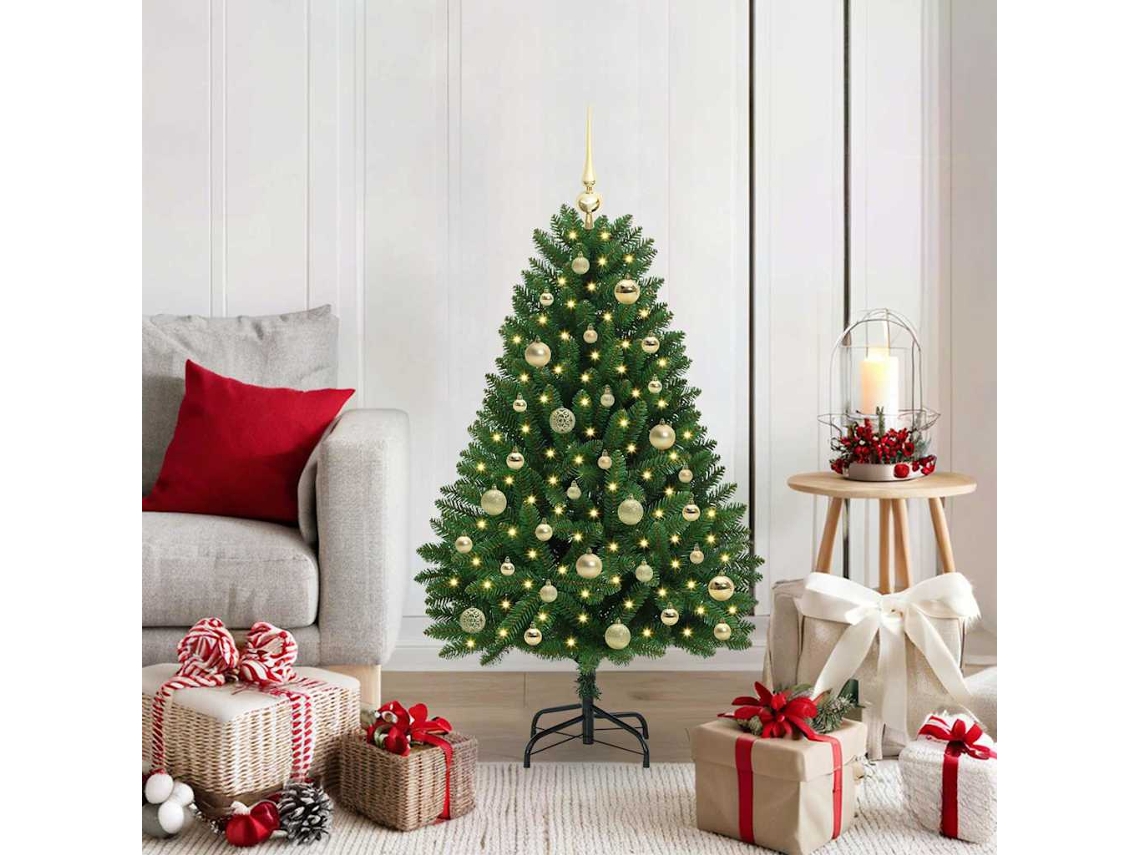 Vidaxl Árvore De Natal Artificial 120 Cm 150 Led Branco Quente Verde