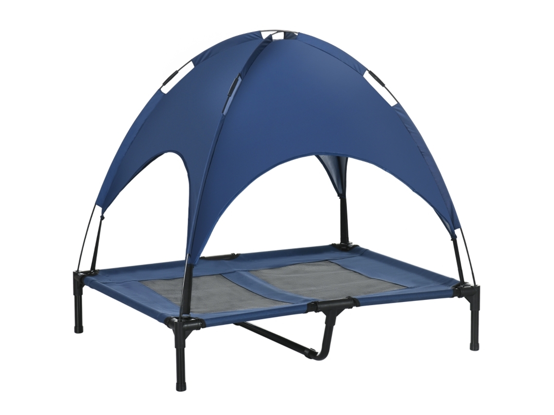 Cama com Dossel Dobrável para Cães  Azul e Preta TOPBRICO
