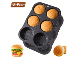 Conjunto De 2 Formas Para Pão E Bolos, Em Silicone, 6 Cavidades, Estrutura Perfurada, Para Forno, Confeitaria E Preparo Doméstico