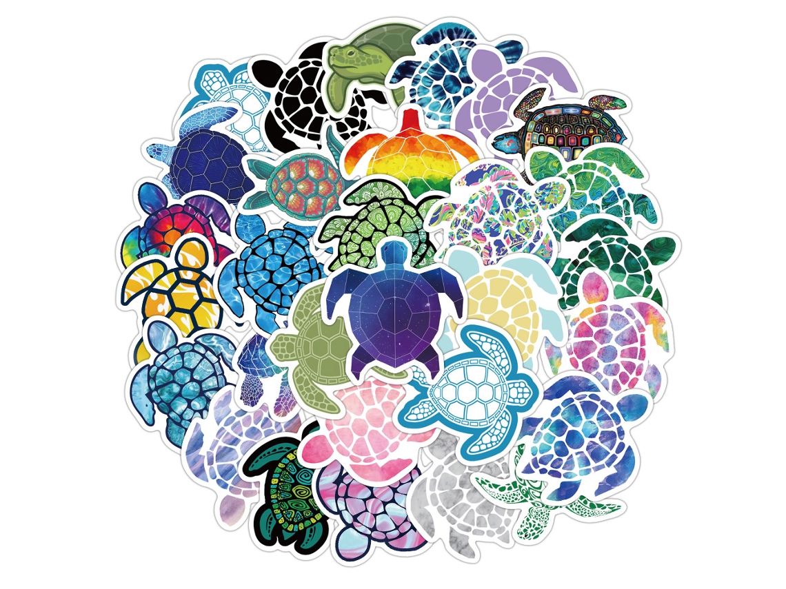 41 Unidades. Adesivos De Tartaruga Marinha Em Cores De Verão, à Prova Dágua, Em Vinil. Aquaforge