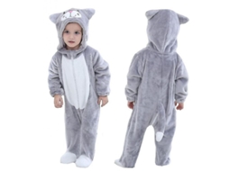Rebe-disfraz De Dinossauro Para Bebê Traje Com Capuz De Animal Bonito Para Halloween Tamanho Infantil Smc 18-24 Meses Gato Gris