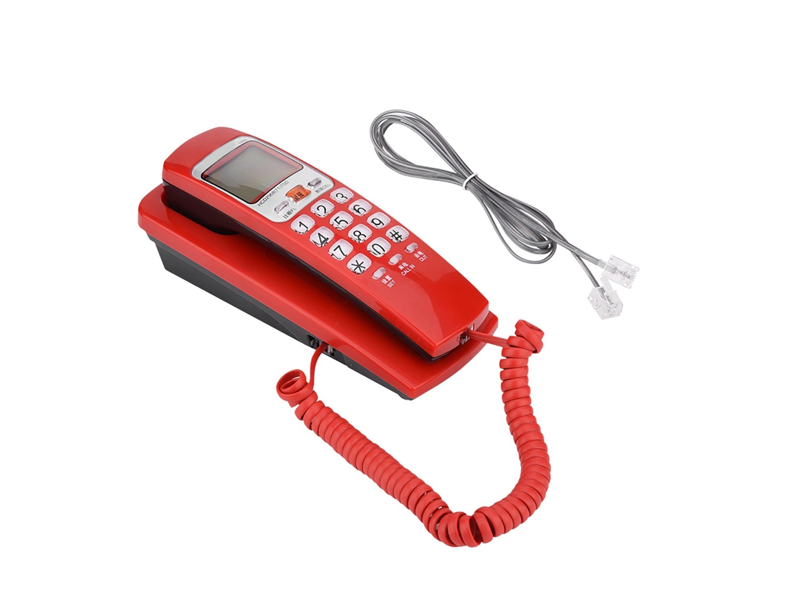 Telefone Fixo Com Fio E Identificação De Chamada Fsk/dtmf, Extensão, Design Moderno, Vermelho