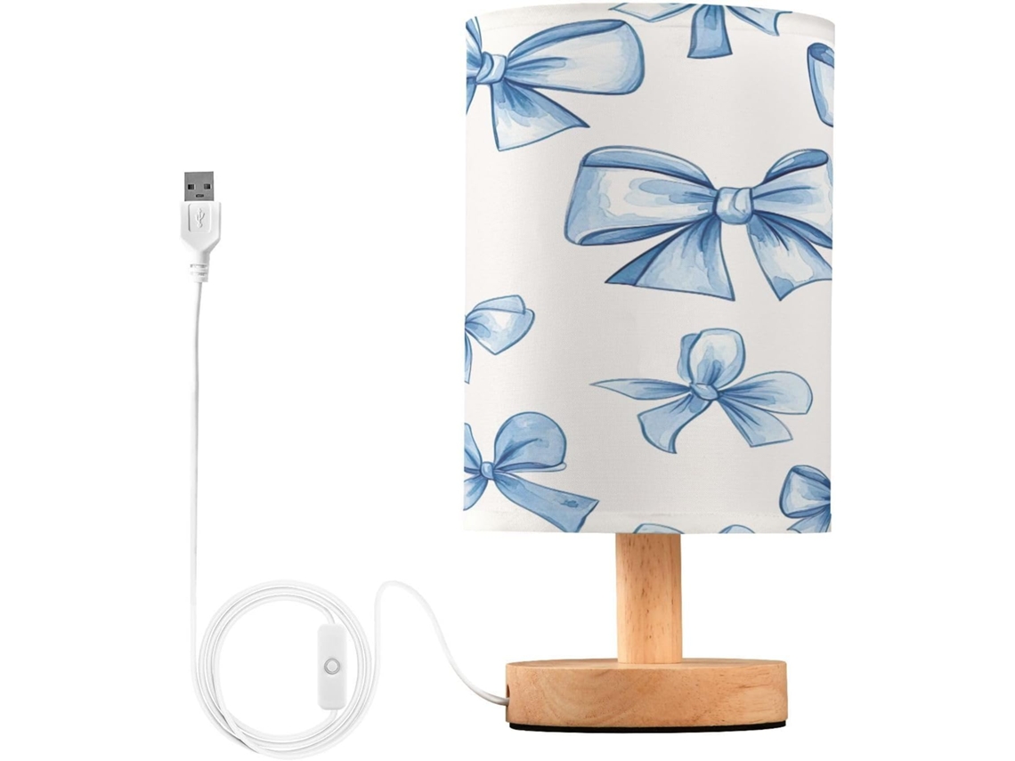 Luminária De Cabeceira Led Pequena Skyshu Com Base Madeira Antiderrapante E Cúpula Que Não Agride Os Olhos, Ideal Para