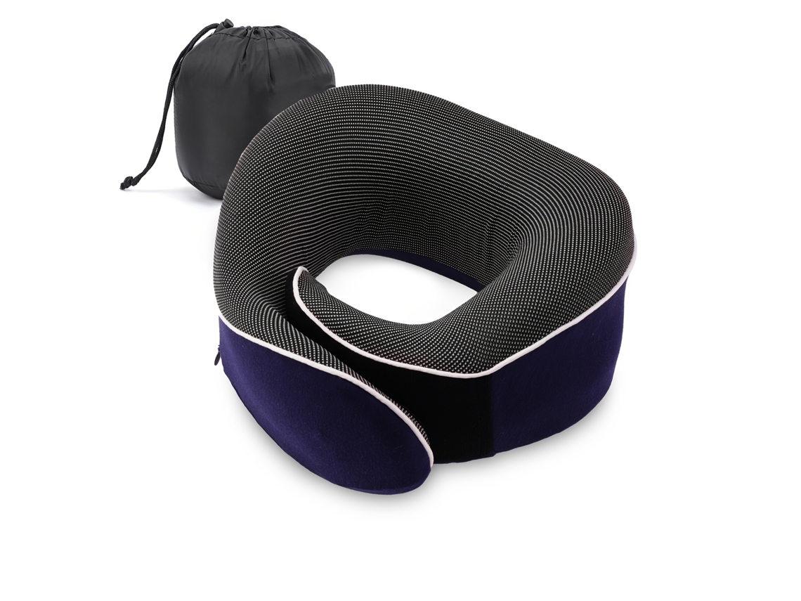 Travesseiro De Viagem Ergonômico Para Encosto Cabeça, Design Macio E Contornado Com Espuma 100% Poliuretano, Portátil Com Bolsa De Armazenamento