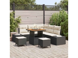Vidaxl Conjunto De Sofá De Jardim 8 Unid. Preto Rattan Sintético