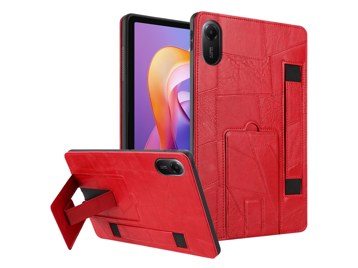 Capa Hexinyigjly Para Redmi Pad Se De 11 Polegadas (modelo 2023) , Pu Estilo Retrô, Com Suporte Integrado Vermelho