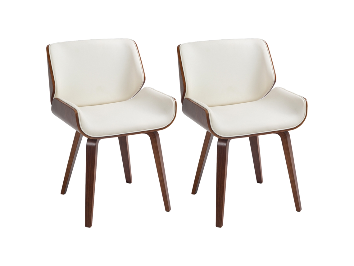 Conjunto de 2 Cadeiras Vintage para Sala, assento sintético, 54x53x81cm, branco e marrom BTFORUS