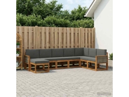 Vidaxl Conjunto De Sofás Para Exterior 8 Pcs Natural E Antracite