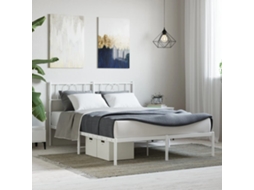 Estrutura De Cama Com Cabeceira 140x190 Cm Metal Branco