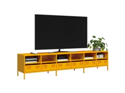 Vidaxl Móvel De Tv 202x39x43,5 Cm Aço Laminado A Frio Amarelo Mostarda
