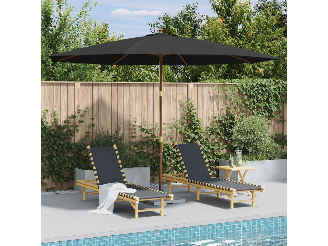 Vidaxl Guarda-sol De Exterior Com Poste De Madeira 350 Cm Antracite
