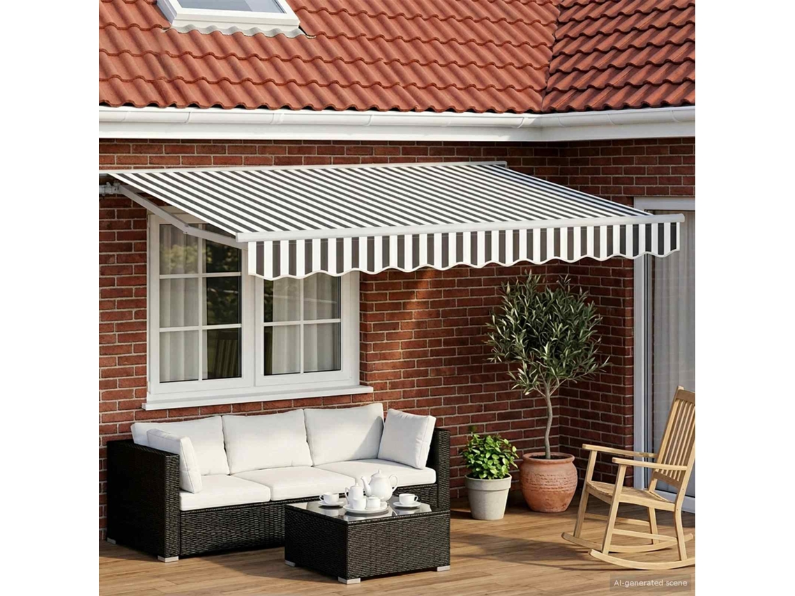 Vidaxl Toldo Retrátil Elétrico Antracite E Branco 3,5 X 2 M