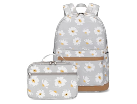 Saco de ombro pequeno saco de ombro daisy print saco escolar de estudante leve mochila de 14 polegadas fêmea  cinzento