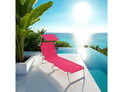 Conjunto de 2 Espreguiçadeiras TECTAKE Chloe (Rosa - Aço - 161x68x111 cm)