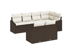 Conjunto 7 Conjunto De Sofás Para Exterior Vidaxl Castanho Vime Pe (233,5 X 123,5 X 85 Cm)