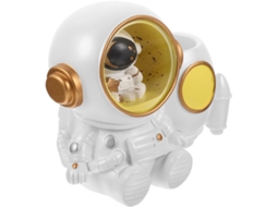 Porta lápis de Resina com Led em Formato Astronauta Branco da Stobaza, Organizador Mesa Decorativo para Manter