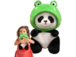 Panda De Pelúcia Gigante Com Lindo Adorno Cabeça Sapo