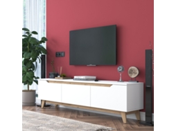 Móvel De Tv Oslo 180x48,6x35 Cm Branco E Nogueira Design Moderno Leva Me Contigo