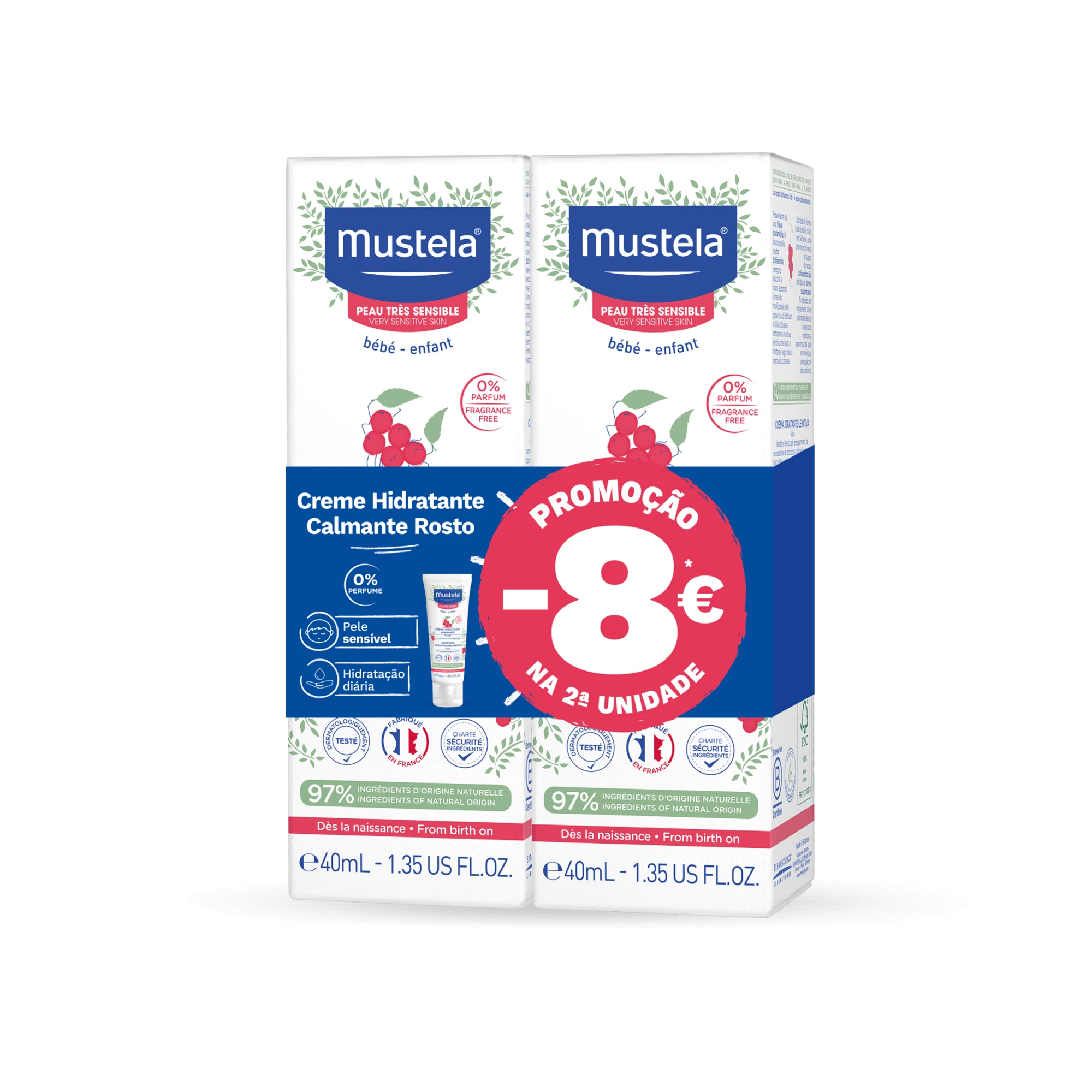 Pack Creme Hidratante Calmante Rosto MUSTELA