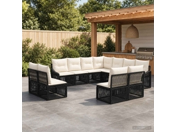 Vidaxl Conjunto De Sofá De Jardim 11 Pcs Preto Vime Pe