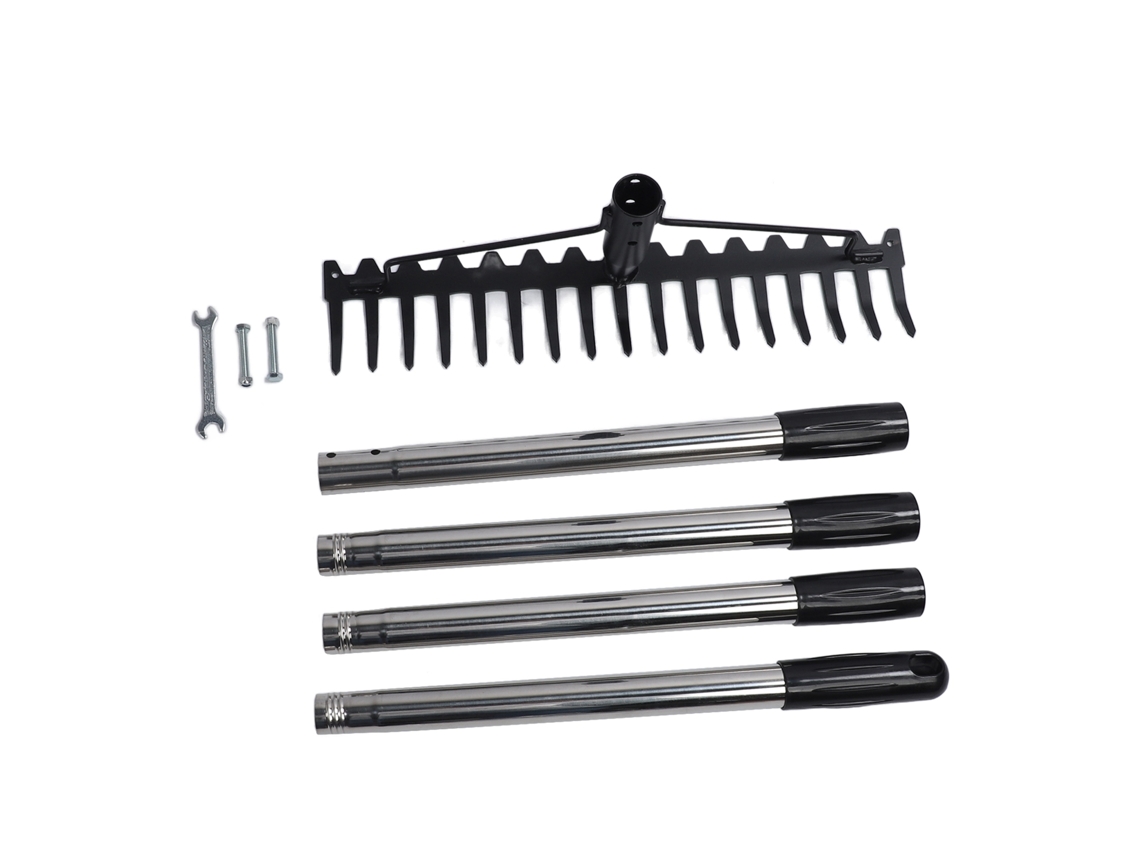 Primerox arrado de jardim 17 dentes ajustável desmontável cabeça de metal ferramenta para soltar solo coletar folhas