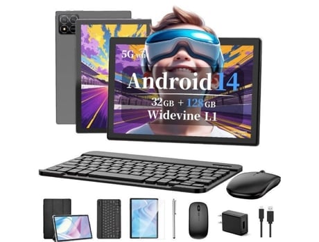 Tablette Tactile Takinuru 10.1 Polegadas Android 14 32go Ram 128go Rom Wifi 5g